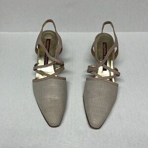 Strappy Nude pointed toe Kitten Heel Slingbacks 8.5 AAAA |romantic old money 90s
